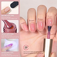 Gaoy 15 Pcs Jelly Nude Gel Nail Polish Kit Transparent Pink Colors Gel Polish Set With Glossy Matte Top Coat And Base Coat Fo