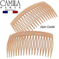 Camila Paris Cp3134 French Hair Side Comb Small Curved Beige French Twist Hair Combs Decorative Strong Hold Hair Clips For Wo