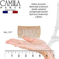 Camila Paris Cp3134 French Hair Side Comb Small Curved Beige French Twist Hair Combs Decorative Strong Hold Hair Clips For Wo