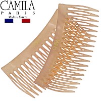 Camila Paris Cp3134 French Hair Side Comb Small Curved Beige French Twist Hair Combs Decorative Strong Hold Hair Clips For Wo