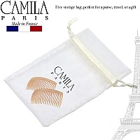 Camila Paris Cp3134 French Hair Side Comb Small Curved Beige French Twist Hair Combs Decorative Strong Hold Hair Clips For Wo