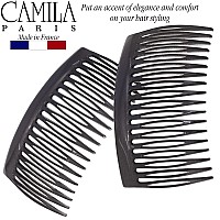 Camila Paris Cp3136 French Hair Side Comb Small Curved Gray French Twist Hair Combs Decorative Strong Hold Hair Clips For Wom