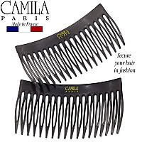 Camila Paris Cp3136 French Hair Side Comb Small Curved Gray French Twist Hair Combs Decorative Strong Hold Hair Clips For Wom