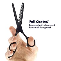 Equinox Professional Razor Edge Series - Barber Hair Thinning/Texturizing Scissors/Shears - 6.5 Inches (Matte Black)