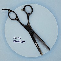 Equinox Professional Razor Edge Series - Barber Hair Thinning/Texturizing Scissors/Shears - 6.5 Inches (Matte Black)