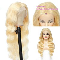 Loyom 613 Body Wave Lace Front Wig Human Hair 10a Brazilian 13x4 Blonde Lace Frontal Wigs 150% Density Pre Plucked Bleached Knots with Baby Hair 20 inch