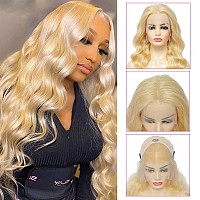 Loyom 613 Body Wave Lace Front Wig Human Hair 10a Brazilian 13x4 Blonde Lace Frontal Wigs 150% Density Pre Plucked Bleached Knots with Baby Hair 20 inch