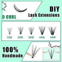 Bodermincer Black Cluster Lashes 240Pcs 20D40D Diy Eyelash Extension D Curl Long Individual Lashes Mixed Tray Faux Mink Lash Cl