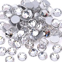 Towenm 2000 Pieces Glass Flatback Rhinestones Ss10 28Mm Flat Back Crystals Non Hotfix Round Flatback Crystals For Craft Cloth