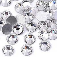 Towenm 2000 Pieces Glass Flatback Rhinestones Ss10 28Mm Flat Back Crystals Non Hotfix Round Flatback Crystals For Craft Cloth