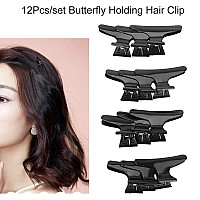 Butterfly Clips 12Pcs Salon Hair Clip Hairdresser Clamps Hairdressing Tool for Styling, Sectioning, Cutting and Coloring (Black)