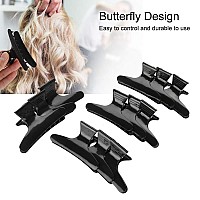 Butterfly Clips 12Pcs Salon Hair Clip Hairdresser Clamps Hairdressing Tool for Styling, Sectioning, Cutting and Coloring (Black)