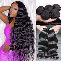 Aelinsi Body Wave Bundles 10 12 14 16 Inches Human Hair 4 Bundles 12A Brazilian Virgin Hair Body Wave Extensions 100 Unprocesse