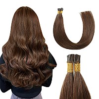 Sunya I Tip Hair Extensions Human Hair Chocolate Brown 16 Inch Itip Hair Extensions Human Hair Pre Bonded Itip Extensions Human