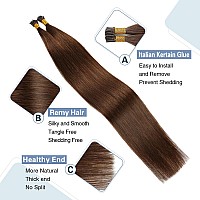 Sunya I Tip Hair Extensions Human Hair Chocolate Brown 16 Inch Itip Hair Extensions Human Hair Pre Bonded Itip Extensions Human