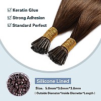 Sunya I Tip Hair Extensions Human Hair Chocolate Brown 16 Inch Itip Hair Extensions Human Hair Pre Bonded Itip Extensions Human