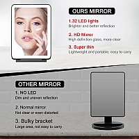 Deweisn Led Makeup Mirror For Travel 32 Leds Lighted Vanity Mirrors With Dimmable Lightingcompact Slim Rechargeable Lighted