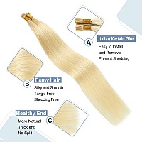 Sunya I Tip Hair Extensions Human Hair Bleach Blonde 40 Grams 50 Strandspackage Pre Bonded Hair Extensions Human Hair 16 Inches