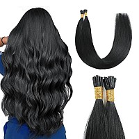 Sunya I Tip Hair Extensions Human Hair Black 18 Inch Itip Hair Extensions Human Hair Jet Black I Tip Hair Extensions Remy Itip H