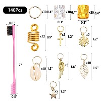 140 Pcs Loc Hair Jewelry For Women Braids Dreadlock Accessories Metal Sliver Gold Hair Cuffs Decorations