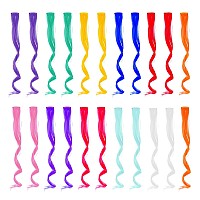 Tengniuniu Colored Hair Extensions Clip In For Kids Girls Women 22 Pieces 11 Rainbow Colors Colorful Kit Wavy Curly Synthetic