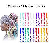 Tengniuniu Colored Hair Extensions Clip In For Kids Girls Women 22 Pieces 11 Rainbow Colors Colorful Kit Wavy Curly Synthetic