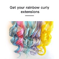 Tengniuniu Colored Hair Extensions Clip In For Kids Girls Women 22 Pieces 11 Rainbow Colors Colorful Kit Wavy Curly Synthetic