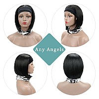 Gowit Short Headband Wig 10 Inch Bob Headband Wigs For Black Women Glueless Staight Half Wig Heat Resistant Natural Synthetic Wi