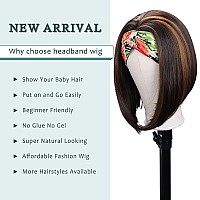 Gowit Short Headband Wig 10 Inch Bob Headband Wigs For Black Women Glueless Half Wigs Heat Resistant Synthetic Headband Wig For