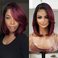 Glam21Usa Hd Lace Front Wig 13X6 Glueless Transparent Lace Frontal Bob Wigs Human Hair Blend Pre Plucked Swiss Lace Straight Cur