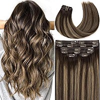 Lacer Hair Seamless Clip In Extensions Human Hair Natural Invisible Pu Real Remy Hair Extensions Dark Brown To Chestnut Brown Wi