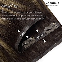 Lacer Hair Seamless Clip In Extensions Human Hair Natural Invisible Pu Real Remy Hair Extensions Dark Brown To Chestnut Brown Wi