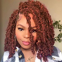 Leeven 6 Packs Copper Red Bob Distressed Butterfly Locs Crochet Hair Prelooped Messy Butterfly Twist Locs Hair 12 Inch Short Bu