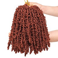 Leeven 6 Packs Copper Red Bob Distressed Butterfly Locs Crochet Hair Prelooped Messy Butterfly Twist Locs Hair 12 Inch Short Bu