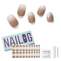 Nailog Semi Cured Gel Nail Strips 20 Extra Long Polish Stickerswraps Glossy Long Lasting Soft Gel Finishing Caffe Latte