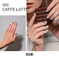 Nailog Semi Cured Gel Nail Strips 20 Extra Long Polish Stickerswraps Glossy Long Lasting Soft Gel Finishing Caffe Latte