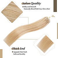 Sego Micro Beads Hair Extensions Human Hair 14 Inch Ash Blonde And Bleach Blonde Micro Loop Human Hair Extensions Natural Straig