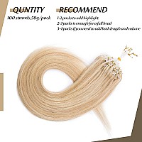 Sego Micro Beads Hair Extensions Human Hair 14 Inch Ash Blonde And Bleach Blonde Micro Loop Human Hair Extensions Natural Straig