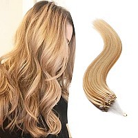 Sego Micro Beads Hair Extensions Human Hair 14 Inch Golden Brown And Bleach Blonde Micro Loop Human Hair Extensions Natural Stra