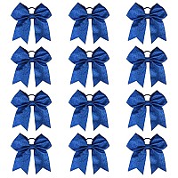 Deeka 12 Pcs 7 Large Glitter Cheer Bows Shiny Cheer Hair Bows Ponytail Holder Handmade For Cheerleader Girls Softball Sports R