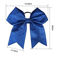 Deeka 12 Pcs 7 Large Glitter Cheer Bows Shiny Cheer Hair Bows Ponytail Holder Handmade For Cheerleader Girls Softball Sports R