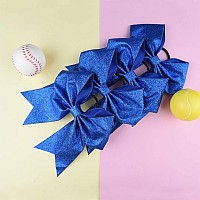 Deeka 12 Pcs 7 Large Glitter Cheer Bows Shiny Cheer Hair Bows Ponytail Holder Handmade For Cheerleader Girls Softball Sports R