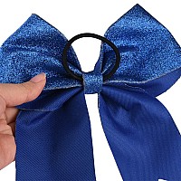 Deeka 12 Pcs 7 Large Glitter Cheer Bows Shiny Cheer Hair Bows Ponytail Holder Handmade For Cheerleader Girls Softball Sports R