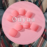 Outyua Pink Press On Toe Nails Matte Square Fake Toenails Short Solid False Toes Nails With Designs Acrylic Cute Artificial Beac