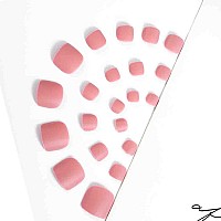 Outyua Pink Press On Toe Nails Matte Square Fake Toenails Short Solid False Toes Nails With Designs Acrylic Cute Artificial Beac