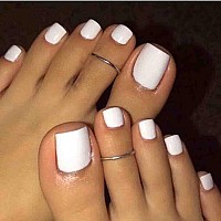 Outyua Solid Square Fake Toenails Matte Press On Toe Nails Short Acrylic False Toes Nails Cute Artificial Beach Full Cover Toena