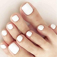 Outyua Solid Square Fake Toenails Matte Press On Toe Nails Short Acrylic False Toes Nails Cute Artificial Beach Full Cover Toena