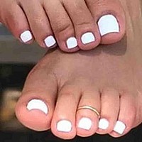 Outyua Solid Square Fake Toenails Matte Press On Toe Nails Short Acrylic False Toes Nails Cute Artificial Beach Full Cover Toena