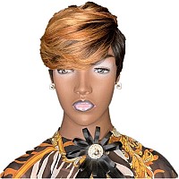 FCHW-wig Short Ombre Hair Wigs For Black Women Short Pixie Cuts Wigs For Black Women Short Straight Black Ladies Wigs Synthetic Short Wigs For Black Women African American Women Wigs (JY-001)