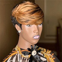 FCHW-wig Short Ombre Hair Wigs For Black Women Short Pixie Cuts Wigs For Black Women Short Straight Black Ladies Wigs Synthetic Short Wigs For Black Women African American Women Wigs (JY-001)